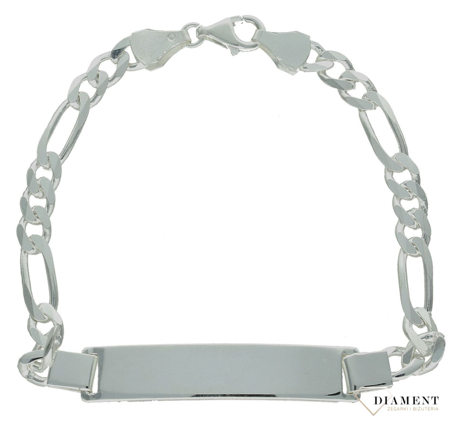 Bransoleta srebrna 925 figaro 5,5 mm z blaszką DIA-BRA-11511-925 5,5mm. Srebrna bransoletka męska. Srebrna bransoletka z blaszką. Bransoletka srebrna gruba. Bransoletka srebrna na prezent dla mężczyzny..jpg